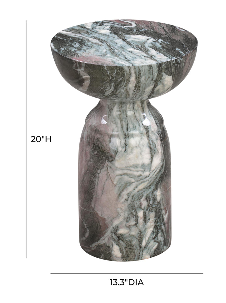 TOV Furniture Rue Grey and Blush Marble Side Table OUTDOOR ACCENT TABLES
