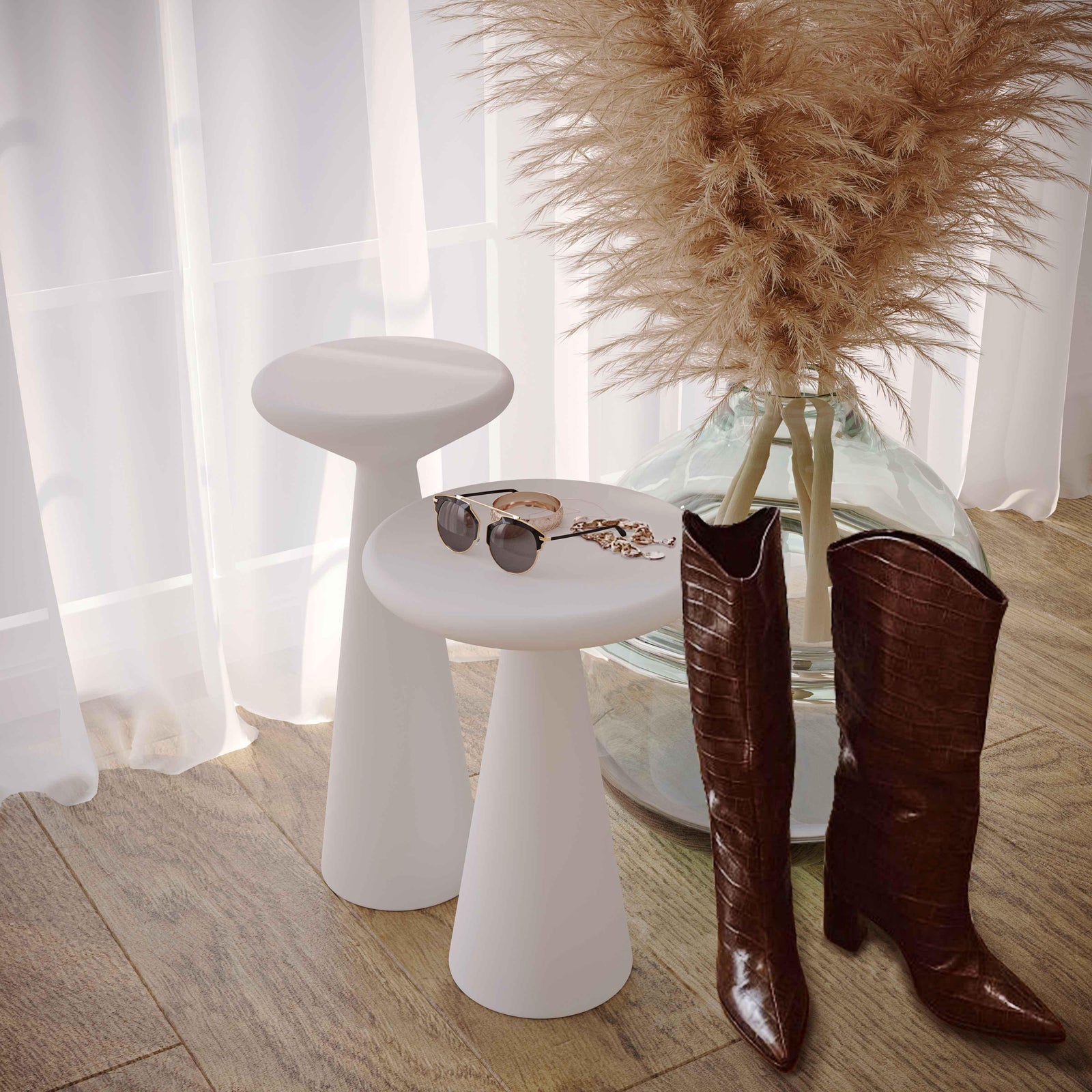 TOV Furniture Gianna Concrete Accent Tables - Set of 2 ACCENT TABLES