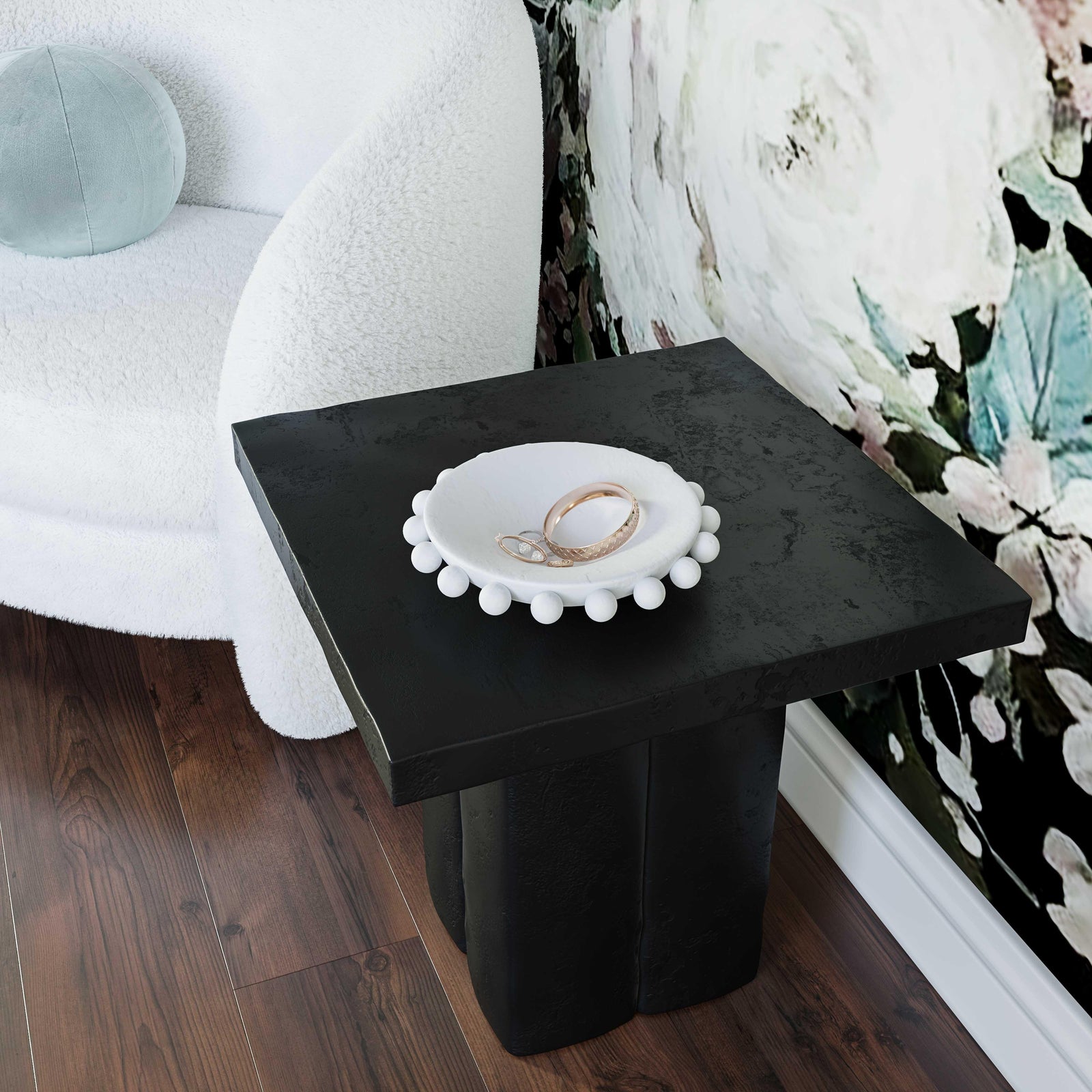 TOV Furniture Kayla Black Concrete Side Table OUTDOOR ACCENT TABLES