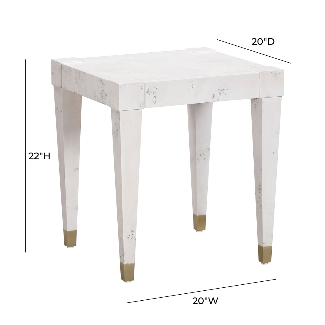 TOV Furniture Brandyss White Burl End Table ACCENT TABLES