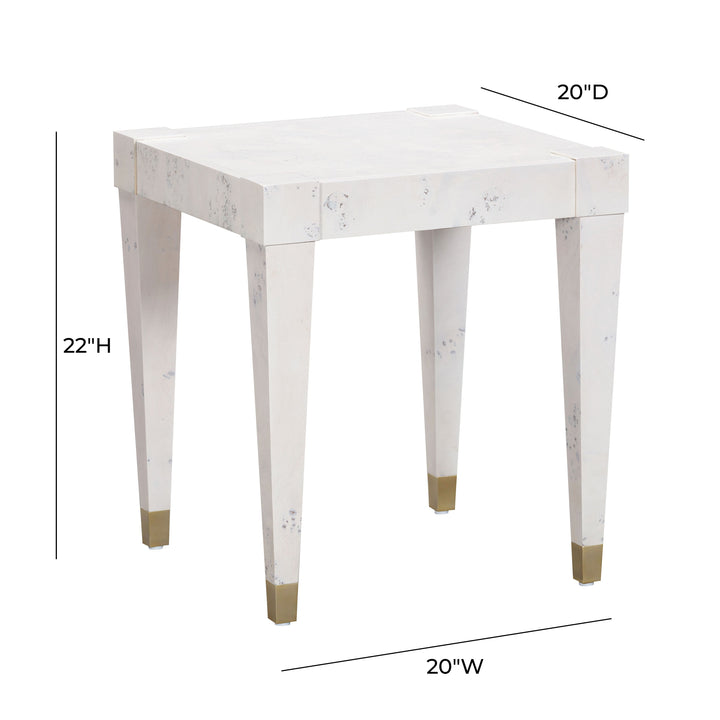TOV Furniture Brandyss White Burl End Table ACCENT TABLES