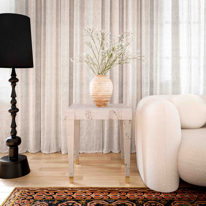 TOV Furniture Brandyss White Burl End Table ACCENT TABLES
