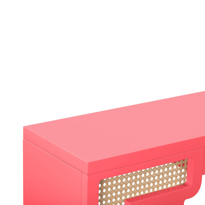 TOV Furniture Suzie Coral Pink & Rattan Console Table CONSOLE TABLES