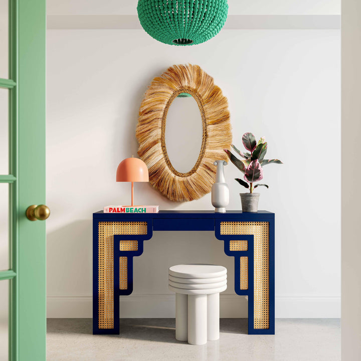 TOV Furniture Suzie Navy & Rattan Console Table CONSOLE TABLES