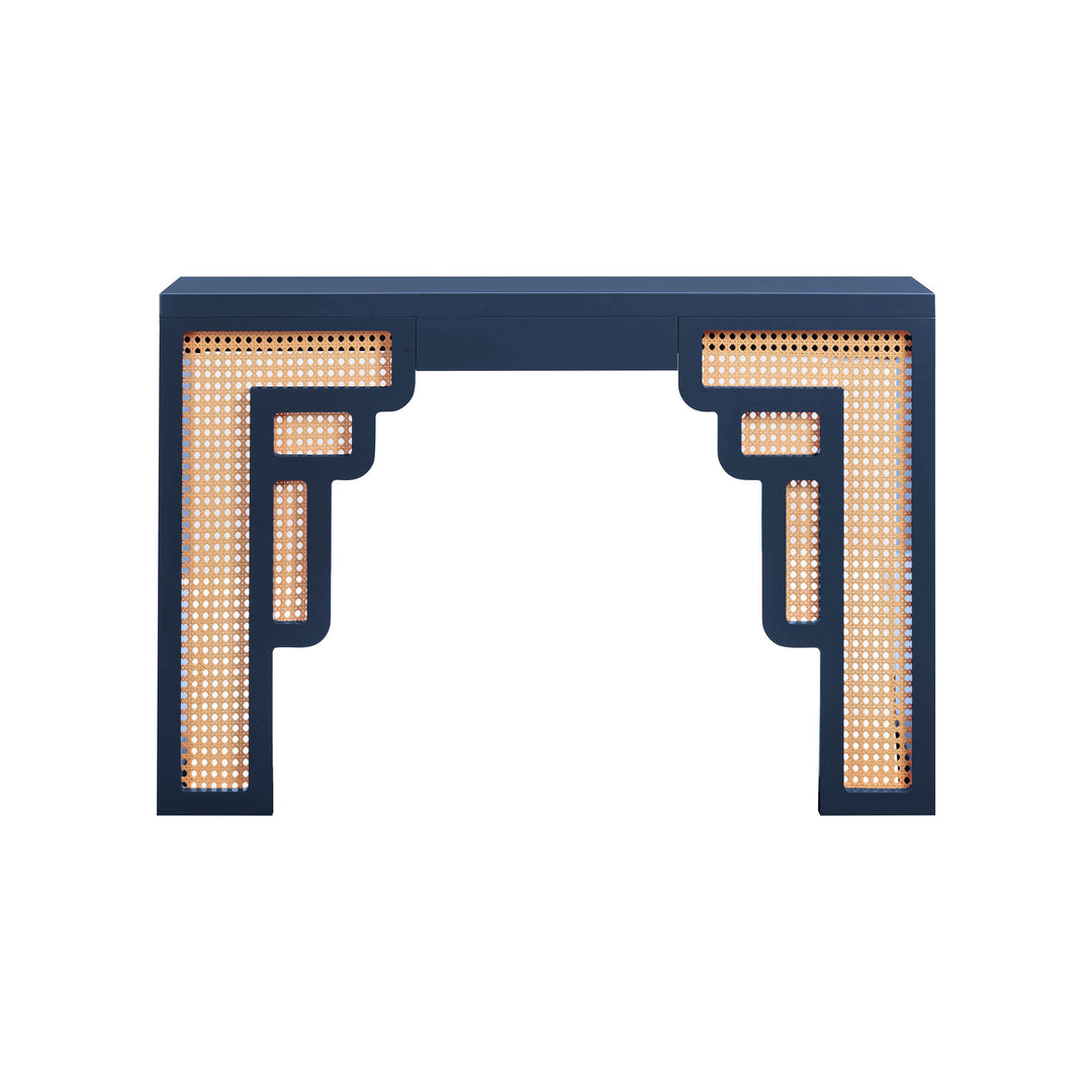 American Home Furniture | TOV Furniture - Suzie Navy & Rattan Console Table