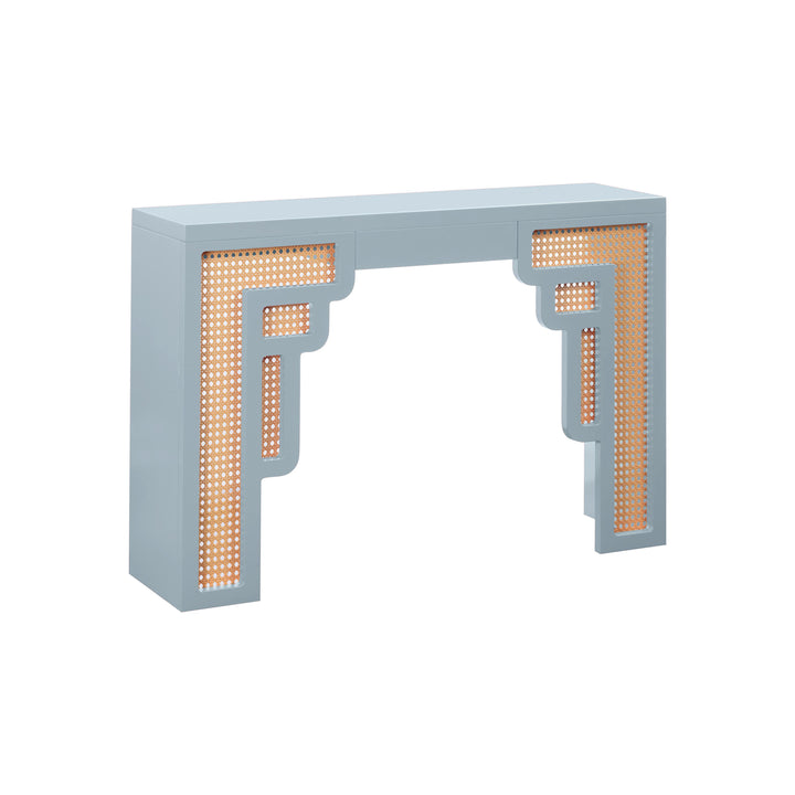 American Home Furniture | TOV Furniture - Suzie Pastel Blue & Rattan Console Table