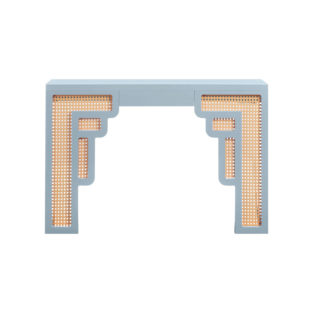 TOV Furniture Suzie Pastel Blue & Rattan Console Table CONSOLE TABLES