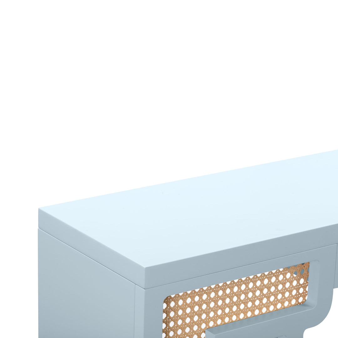 TOV Furniture Suzie Pastel Blue & Rattan Console Table CONSOLE TABLES