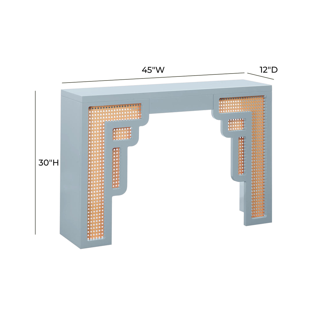 American Home Furniture | TOV Furniture - Suzie Pastel Blue & Rattan Console Table