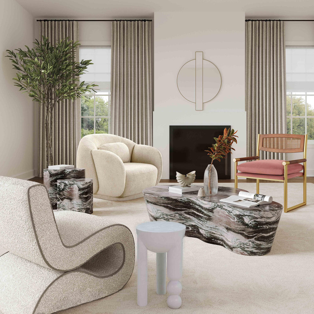 American Home Furniture | TOV Furniture - Slab Grey/Blush Faux Marble Short Side Table