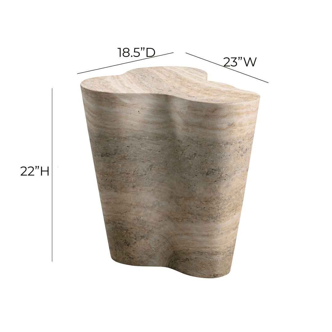 TOV Furniture Slab Faux Travertine Tall Side Table OUTDOOR ACCENT TABLES