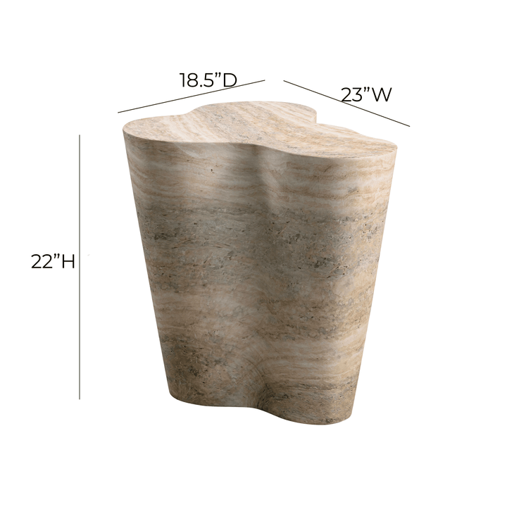 TOV Furniture Slab Faux Travertine Tall Side Table OUTDOOR ACCENT TABLES