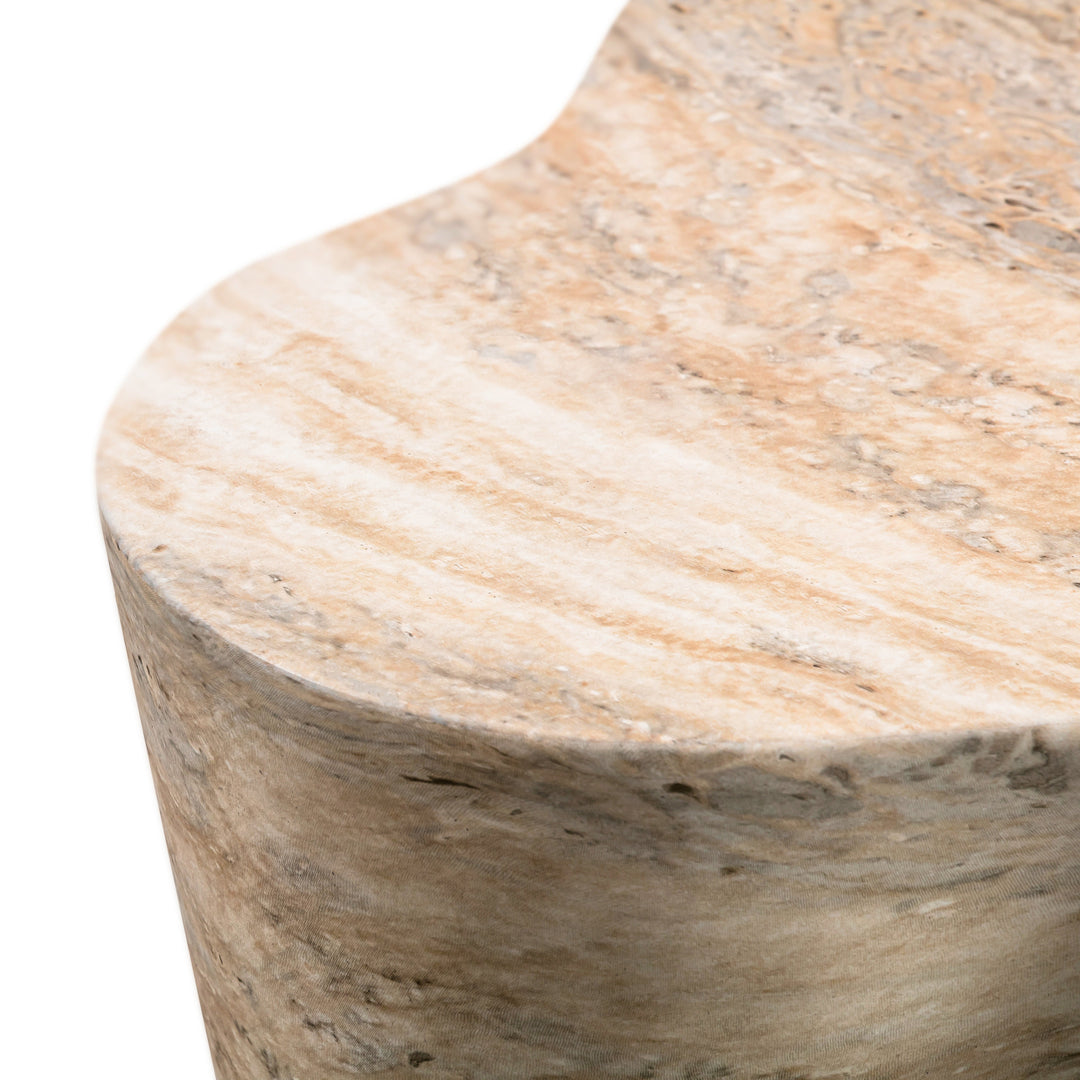 TOV Furniture Slab Faux Travertine Tall Side Table OUTDOOR ACCENT TABLES