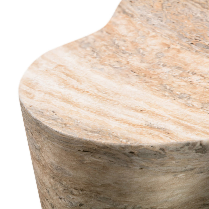 TOV Furniture Slab Faux Travertine Tall Side Table OUTDOOR ACCENT TABLES