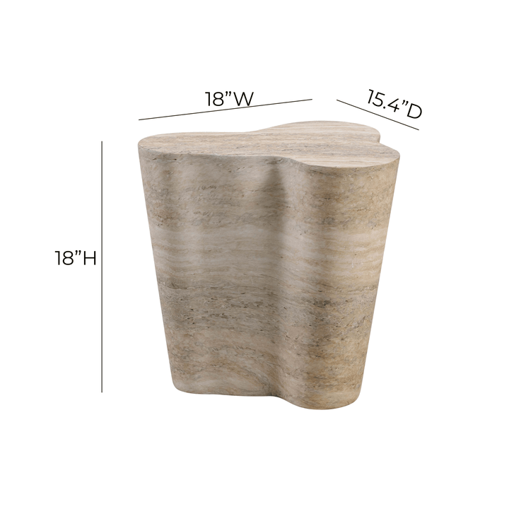 TOV Furniture Slab Faux Travertine Short Side Table OUTDOOR ACCENT TABLES