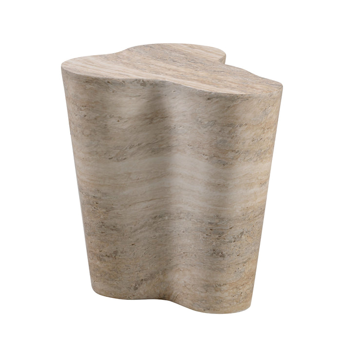 TOV Furniture Slab Faux Travertine Short Side Table OUTDOOR ACCENT TABLES