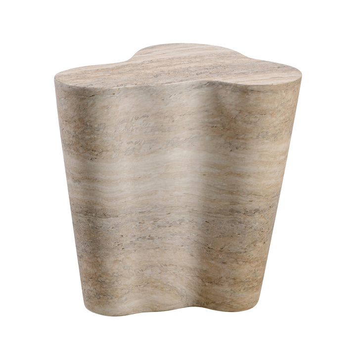 TOV Furniture Slab Faux Travertine Short Side Table OUTDOOR ACCENT TABLES
