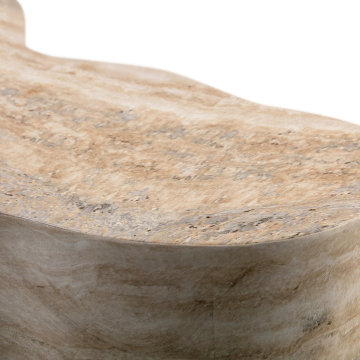 TOV Furniture Slab Faux Travertine Short Side Table OUTDOOR ACCENT TABLES