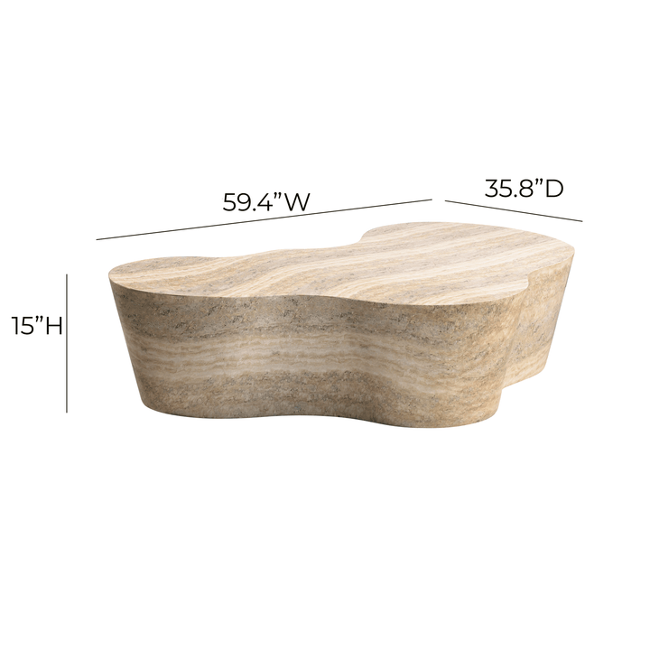 TOV Furniture Slab Faux Travertine Coffee Table OUTDOOR COFFEE TABLES