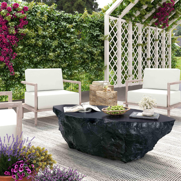 TOV Furniture Crag Black Concrete Coffee Table OUTDOOR COFFEE TABLES