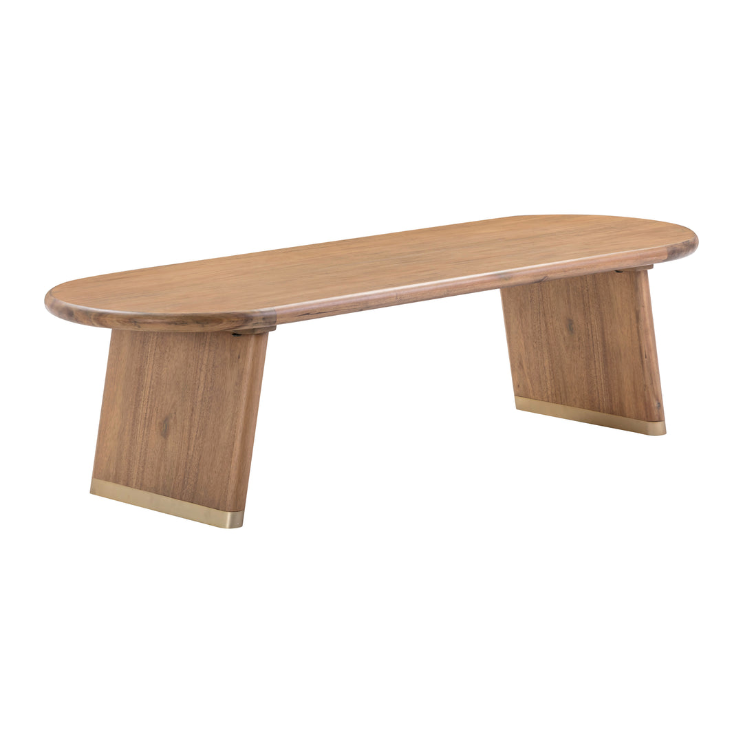 American Home Furniture | TOV Furniture - Samantha Cognac Acacia Bench with Boucle Seat