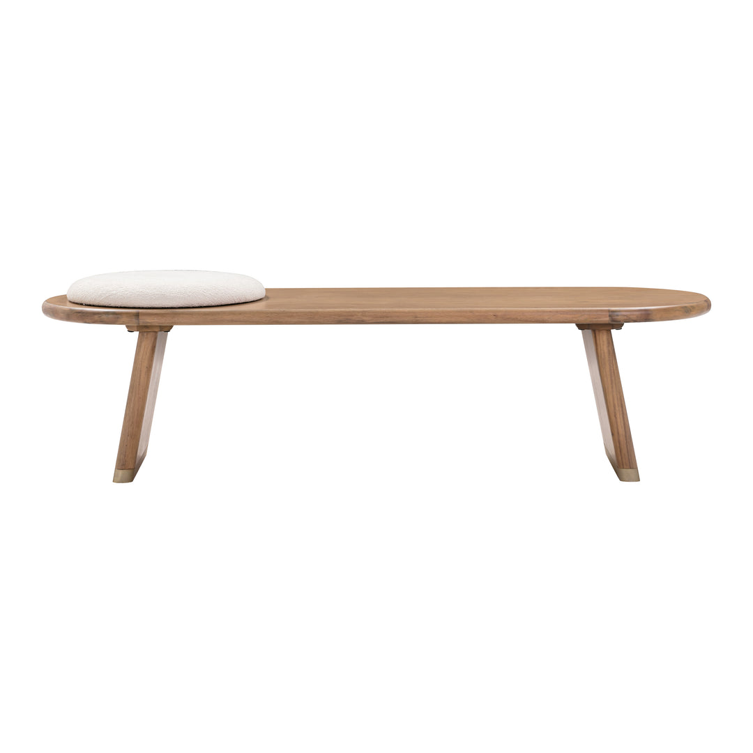 American Home Furniture | TOV Furniture - Samantha Cognac Acacia Bench with Boucle Seat