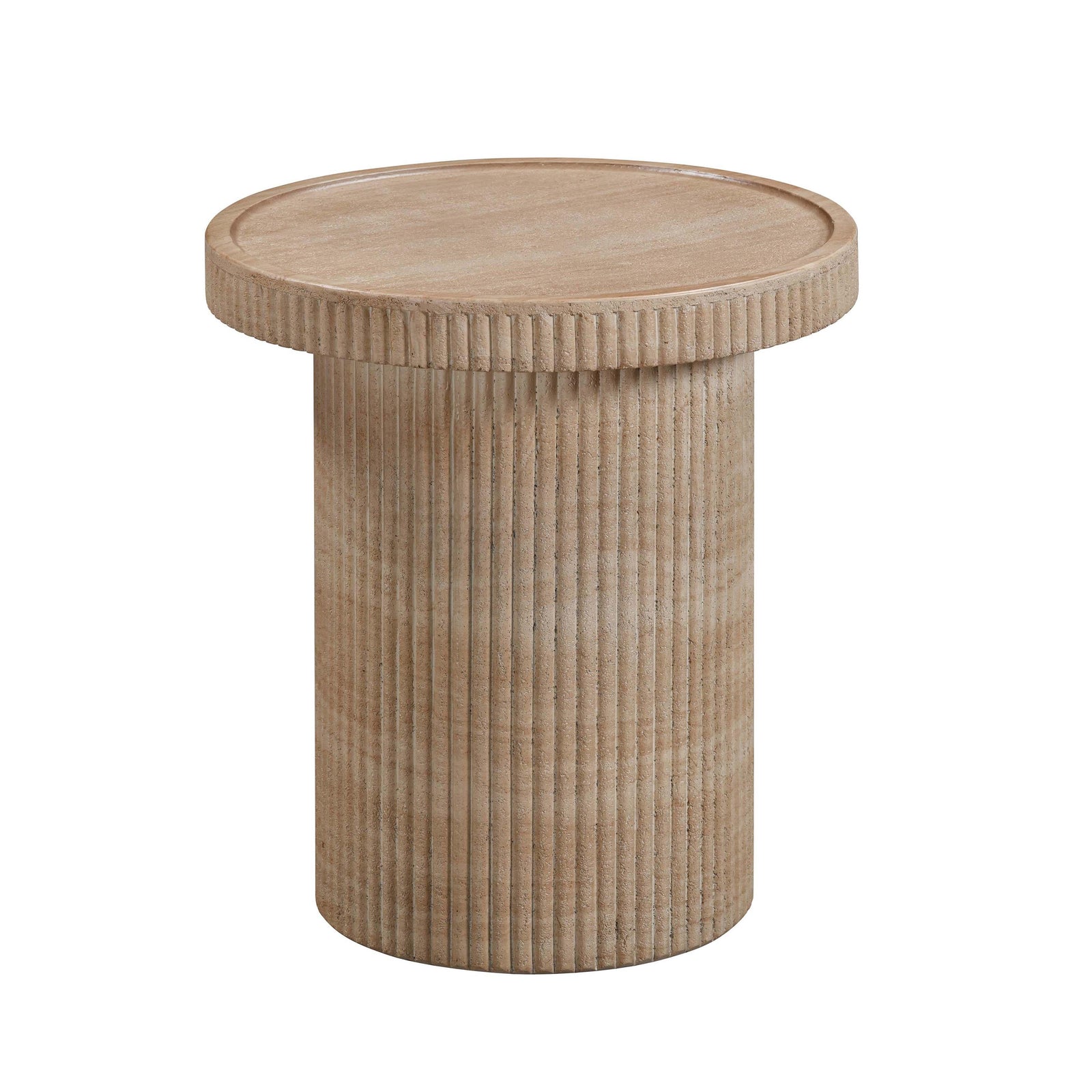 TOV Furniture Darcy Faux Travertine Concrete Side Table OUTDOOR ACCENT TABLES