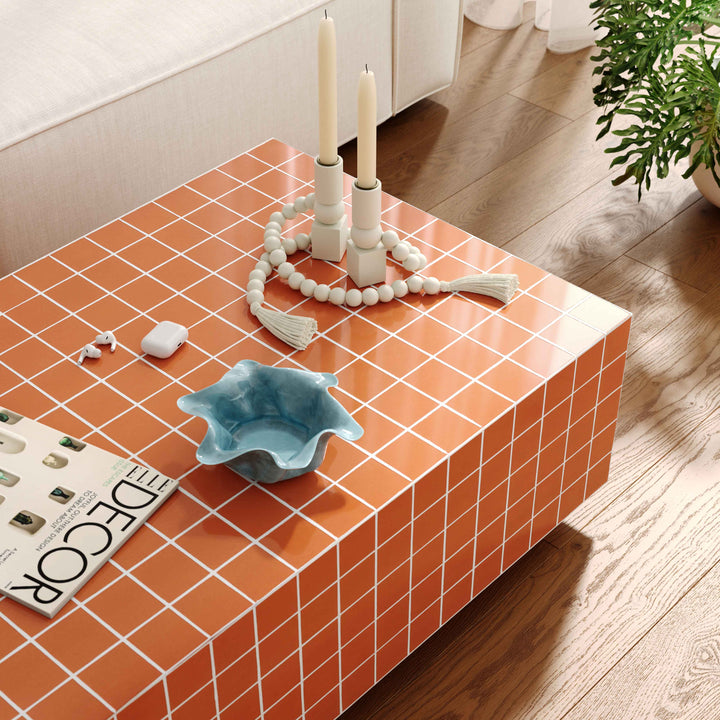 TOV Furniture Mixie Brick Orange Tile Indoor / Outdoor Coffee Table OUTDOOR COFFEE TABLES
