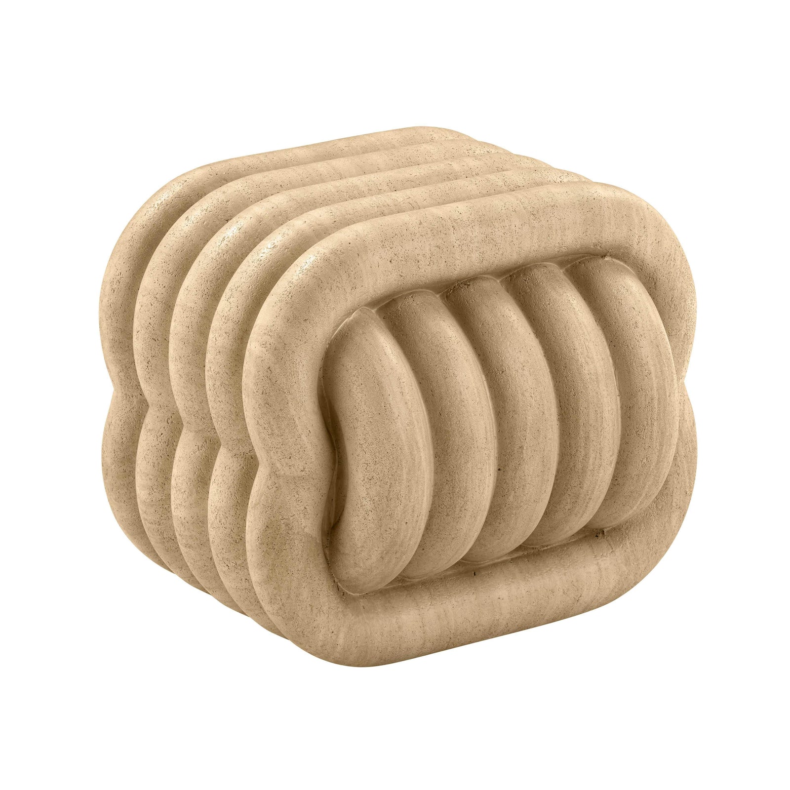 TOV Furniture Love Knot Faux Travertine Indoor / Outdoor Accent Stool OUTDOOR BENCHES