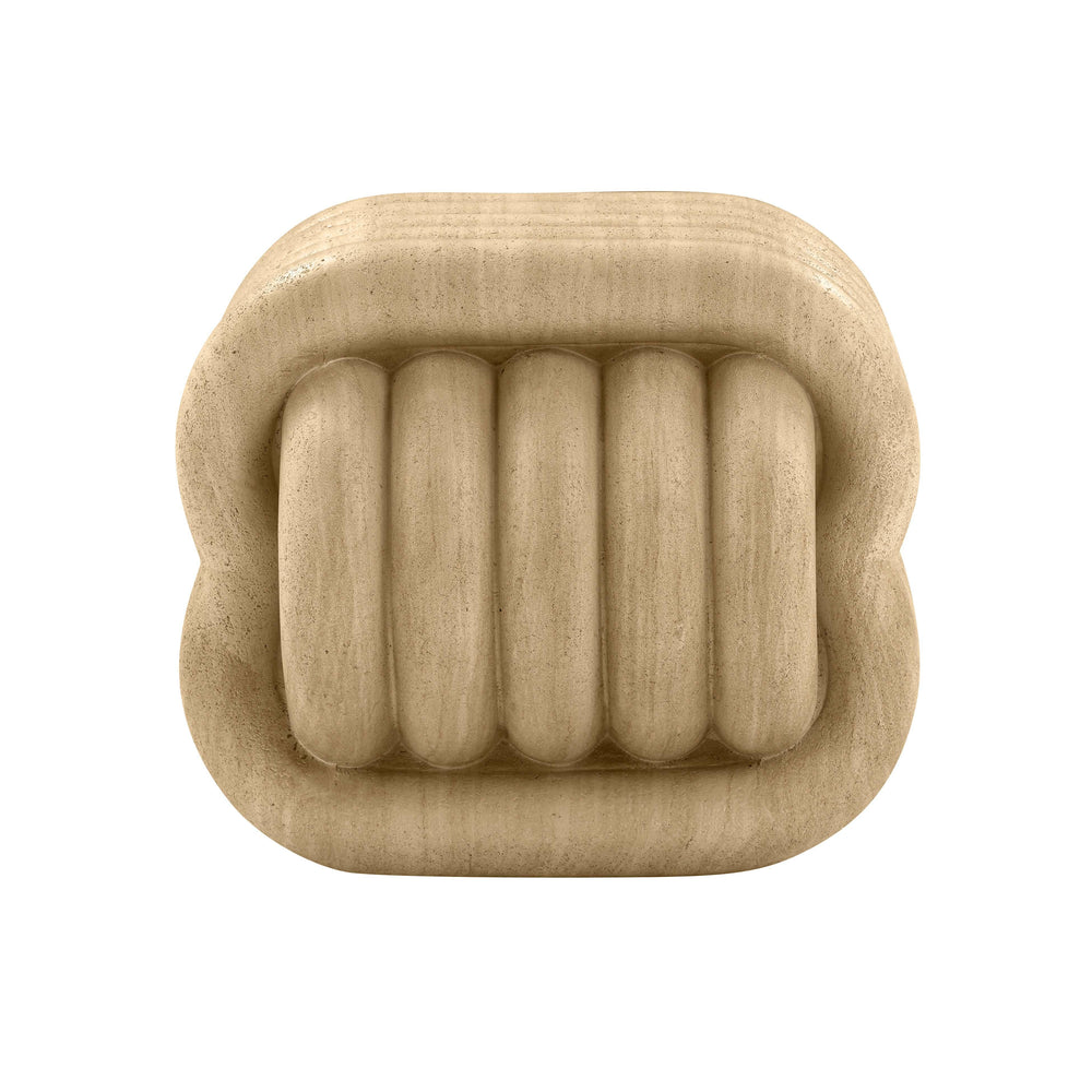 American Home Furniture | TOV Furniture - Love Knot Faux Travertine Indoor / Outdoor Accent Stool