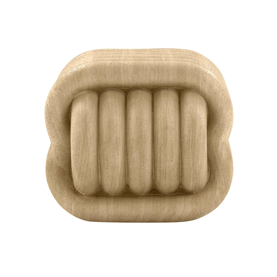 TOV Furniture Love Knot Faux Travertine Indoor / Outdoor Accent Stool OUTDOOR BENCHES
