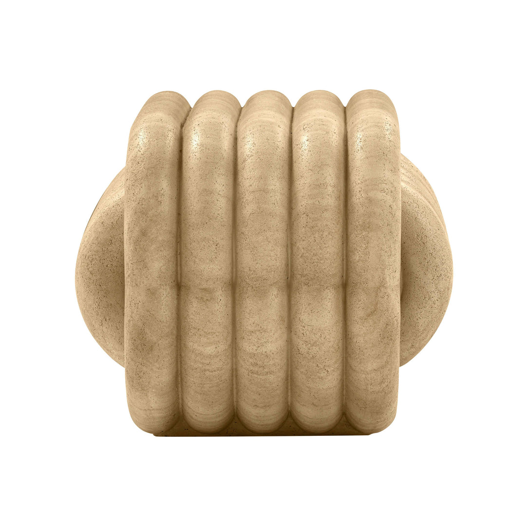TOV Furniture Love Knot Faux Travertine Indoor / Outdoor Accent Stool OUTDOOR BENCHES