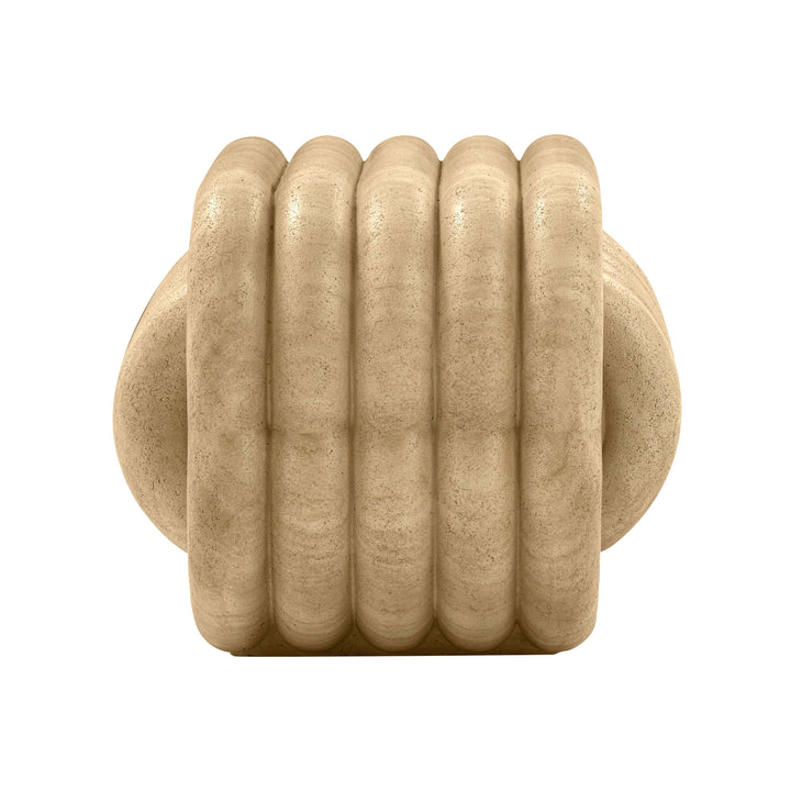 TOV Furniture Love Knot Faux Travertine Indoor / Outdoor Accent Stool OUTDOOR BENCHES
