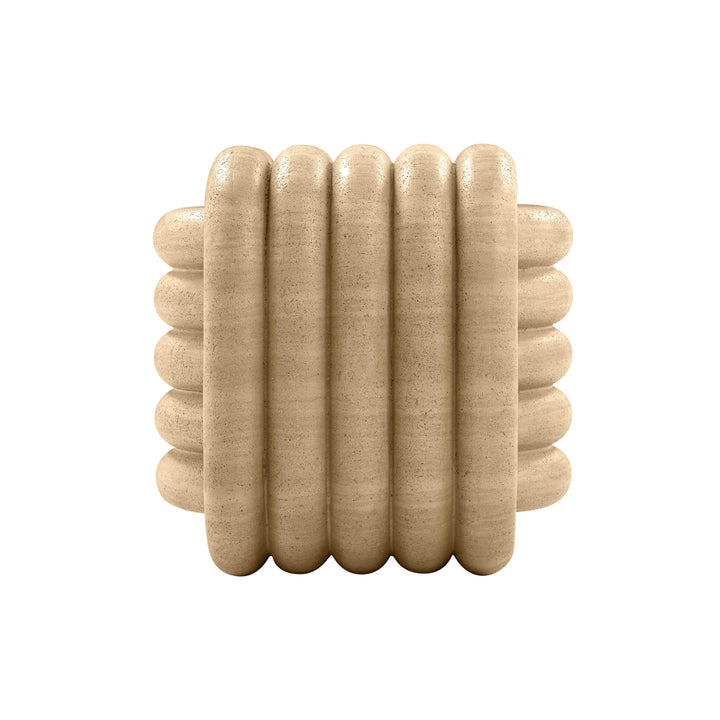 TOV Furniture Love Knot Faux Travertine Indoor / Outdoor Accent Stool OUTDOOR BENCHES