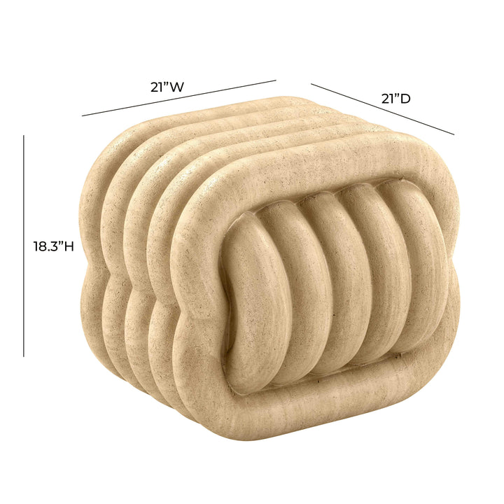 TOV Furniture Love Knot Faux Travertine Indoor / Outdoor Accent Stool OUTDOOR BENCHES