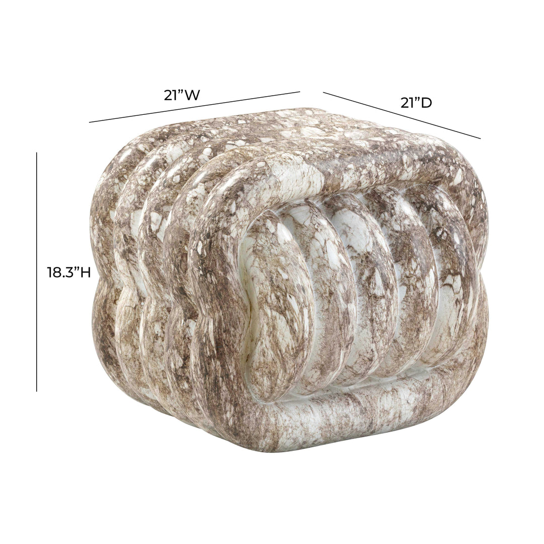 TOV Furniture Love Knot Grey Faux Marble Indoor / Outdoor Accent Stool OUTDOOR BENCHES