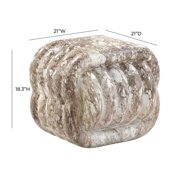 TOV Furniture Love Knot Grey Faux Marble Indoor / Outdoor Accent Stool OUTDOOR BENCHES