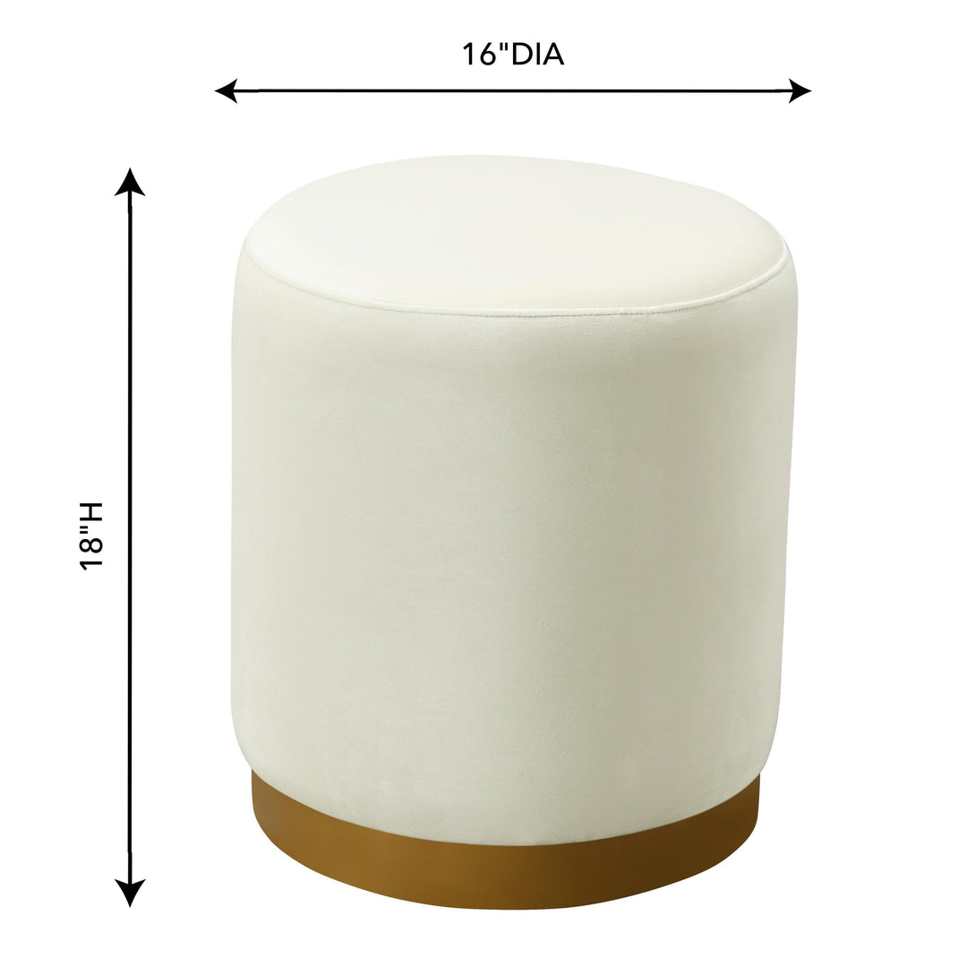 TOV Furniture Opal Cream Velvet Ottoman with Gold Base OTTOMANS, POUFS, + STOOLS
