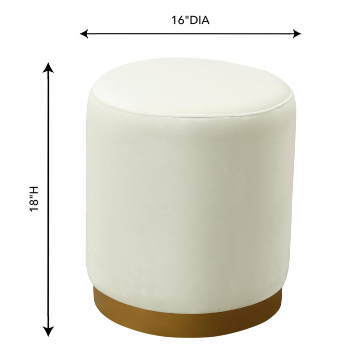 TOV Furniture Opal Cream Velvet Ottoman with Gold Base OTTOMANS, POUFS, + STOOLS