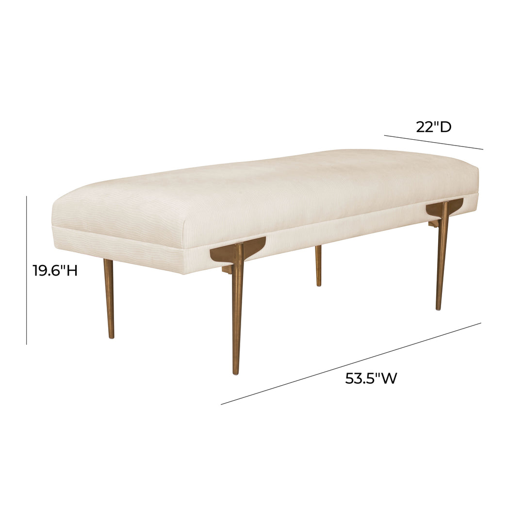 TOV Furniture Brno White Waived Velvet Bench BENCHES