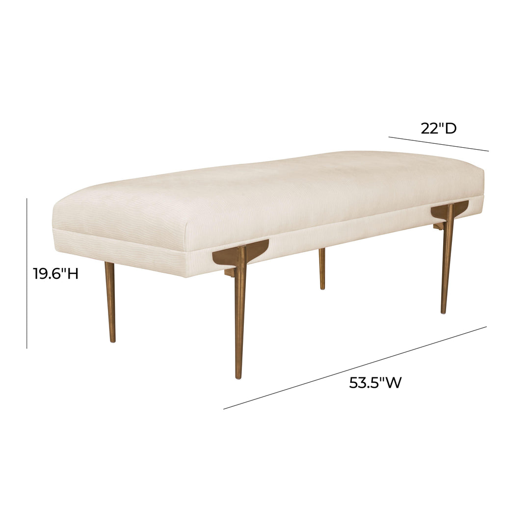 American Home Furniture | TOV Furniture - Brno White Waived Velvet Bench
