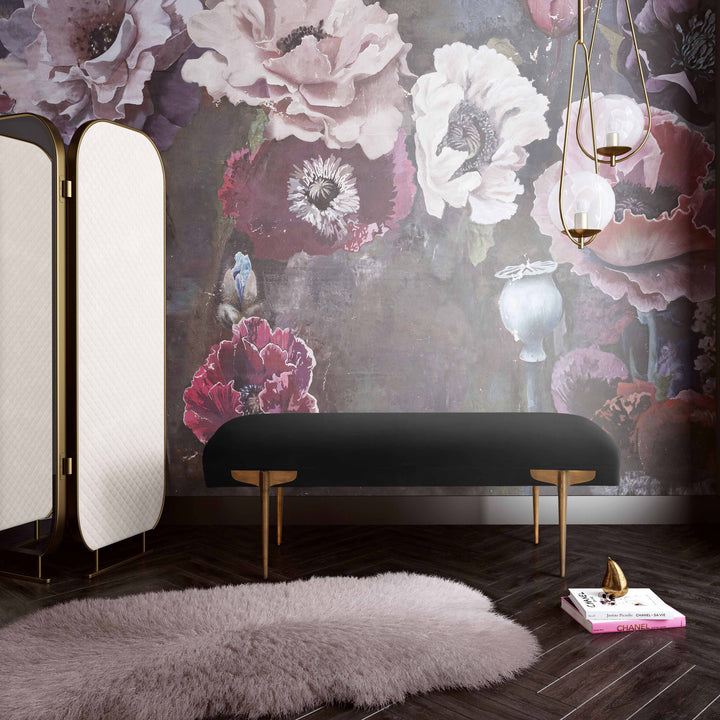 TOV Furniture Brno Black Velvet Bench BENCHES