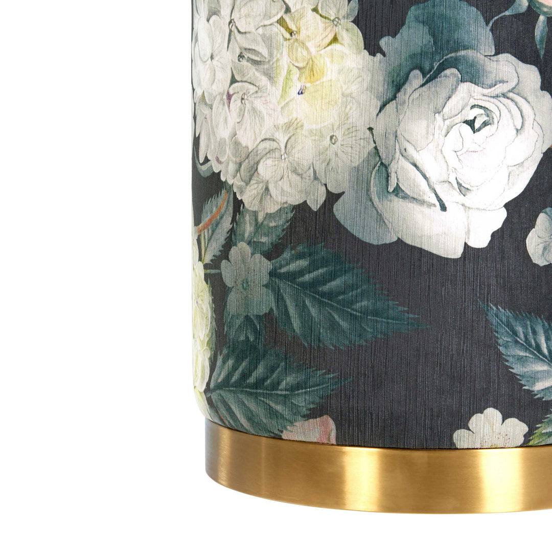 American Home Furniture | TOV Furniture - Opal Floral Velvet Ottoman with Gold Base