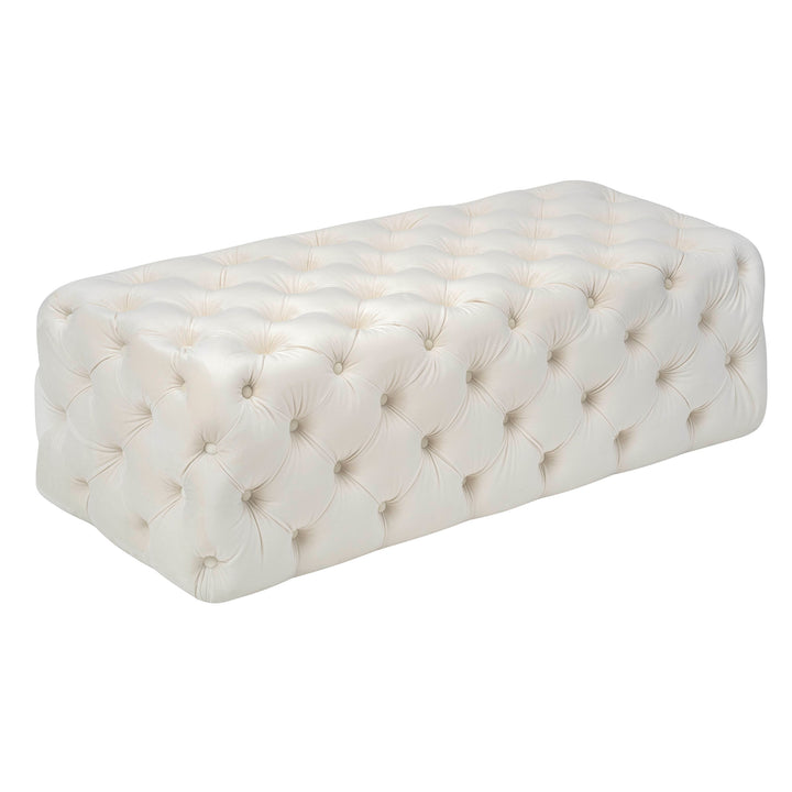 TOV Furniture Kaylee Cream Velvet Ottoman OTTOMANS, POUFS, + STOOLS