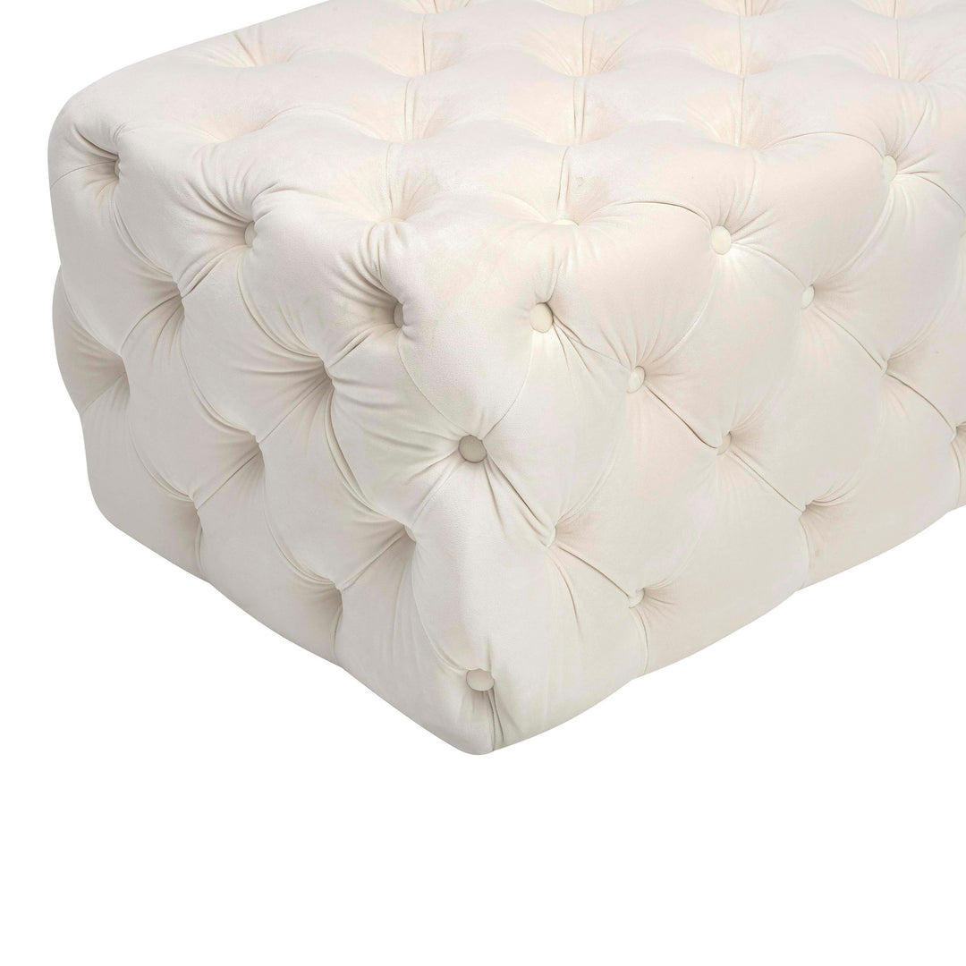 TOV Furniture Kaylee Cream Velvet Ottoman OTTOMANS, POUFS, + STOOLS