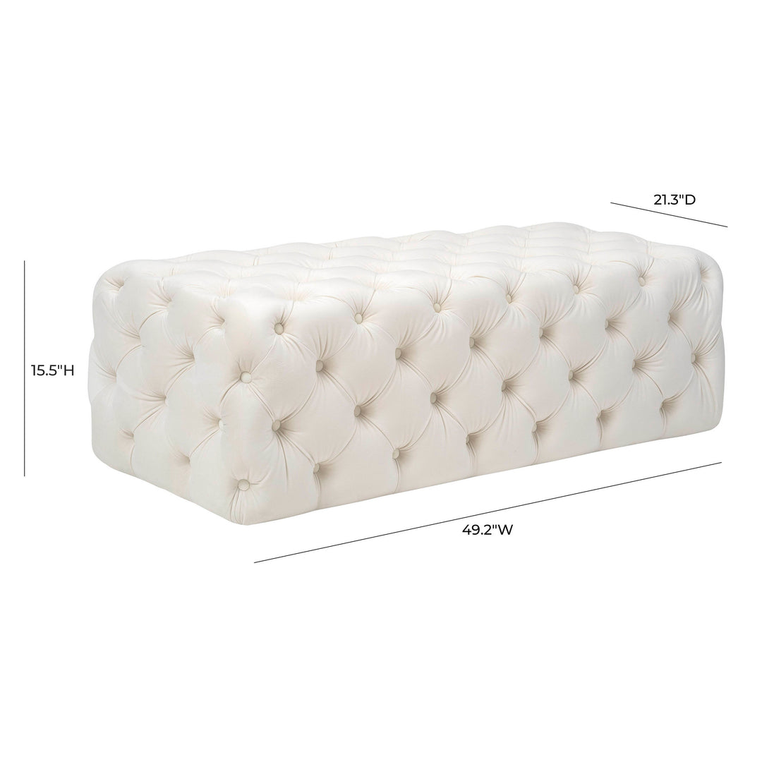 TOV Furniture Kaylee Cream Velvet Ottoman OTTOMANS, POUFS, + STOOLS
