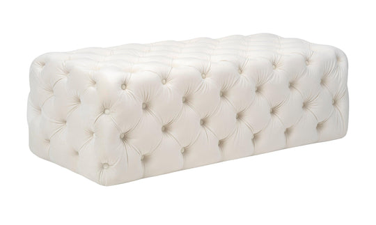 TOV Furniture Kaylee Cream Velvet Ottoman OTTOMANS, POUFS, + STOOLS