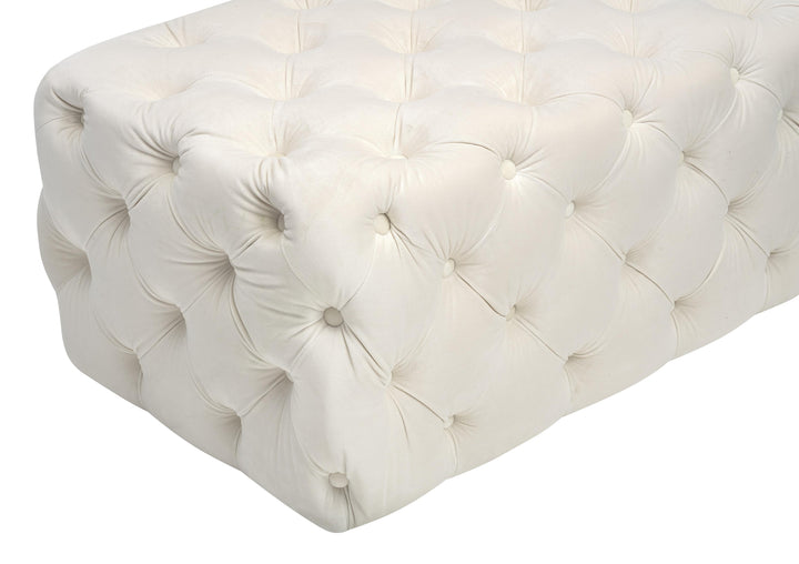 American Home Furniture | TOV Furniture - Kaylee Cream Velvet Ottoman