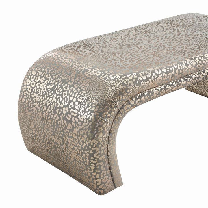 American Home Furniture | TOV Furniture - Kenya Gilded Leopard Bench