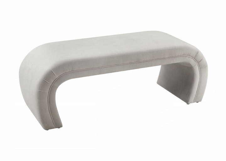 American Home Furniture | TOV Furniture - Kenya Light Grey Velvet Bench